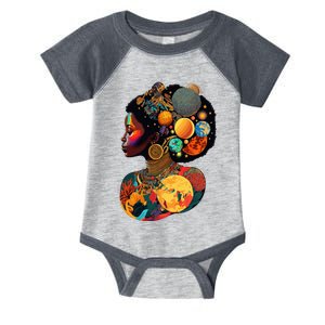 Afro Woman Portrait Galactic Beauty Pride Melanin Queen Infant Baby Jersey Bodysuit