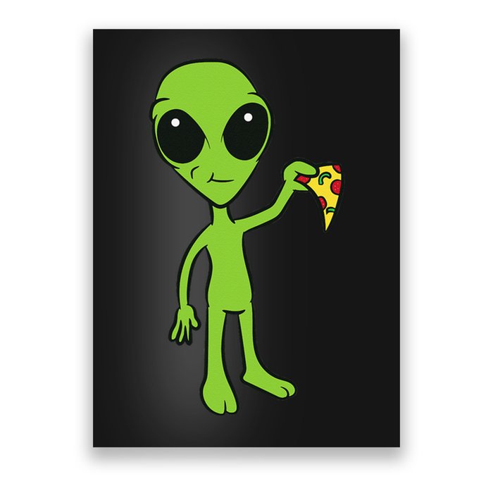 Alien With Pizza Slice Ufo Cute Alien Eating Pizza Poster