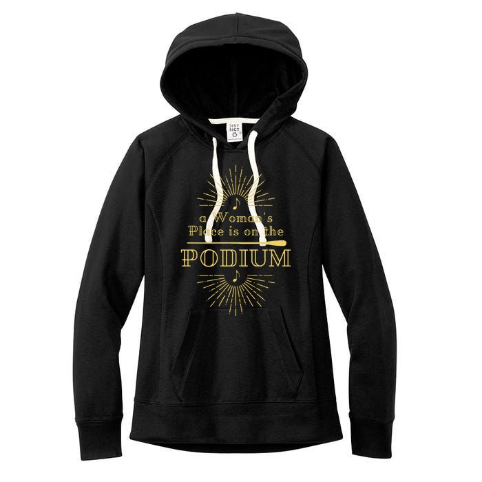 A Woman Place Is On The Podium Vintage Look Women's Fleece Hoodie