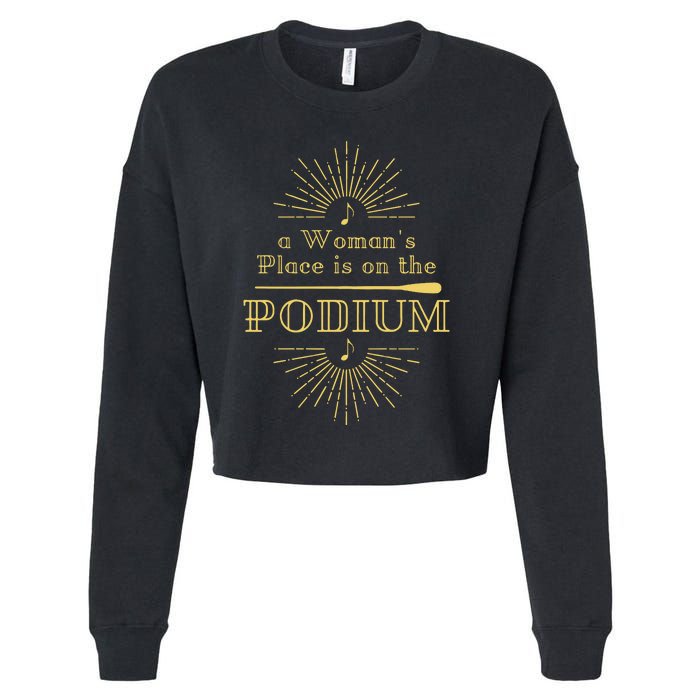 A Woman Place Is On The Podium Vintage Look Cropped Pullover Crew