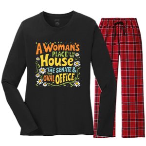 A WomanS Place Is In The House The Senate & The Oval Office Women's Long Sleeve Flannel Pajama Set 