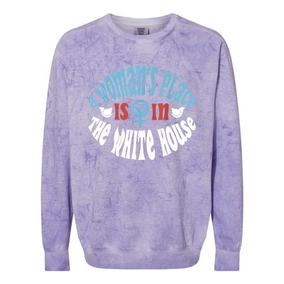 A Womans Place Is In The White House Colorblast Crewneck Sweatshirt