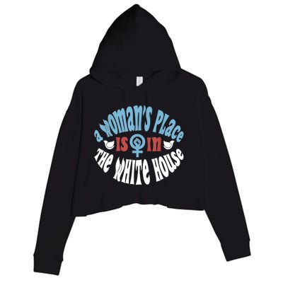 A Womans Place Is In The White House Crop Fleece Hoodie