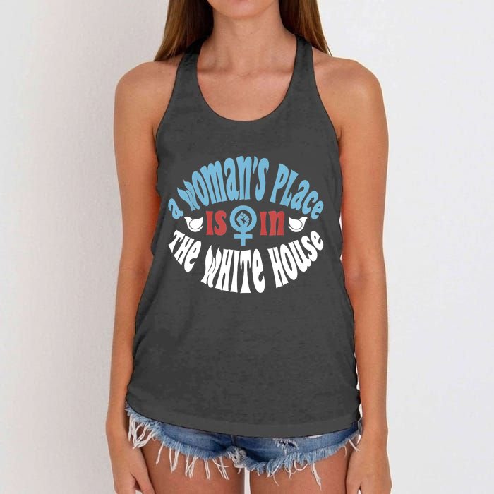 A Womans Place Is In The White House Women's Knotted Racerback Tank