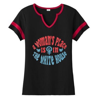 A WomanS Place Is In The White House Ladies Halftime Notch Neck Tee