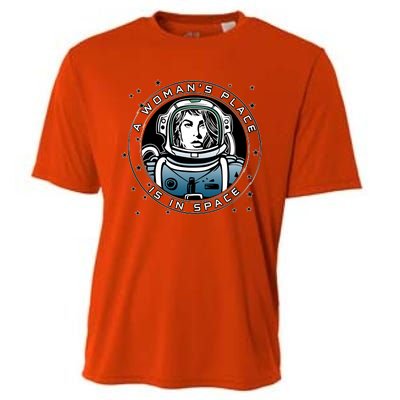 A Woman's Place Is In Space Cooling Performance Crew T-Shirt