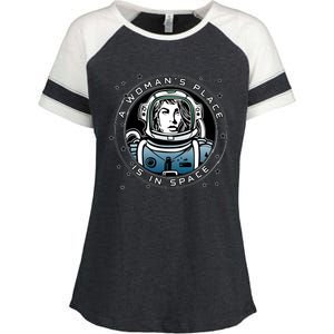 A Woman's Place Is In Space Enza Ladies Jersey Colorblock Tee