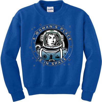 A Woman's Place Is In Space Kids Sweatshirt