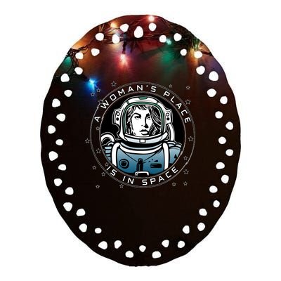 A Woman's Place Is In Space Ceramic Oval Ornament