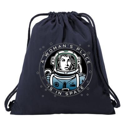 A Woman's Place Is In Space Drawstring Bag