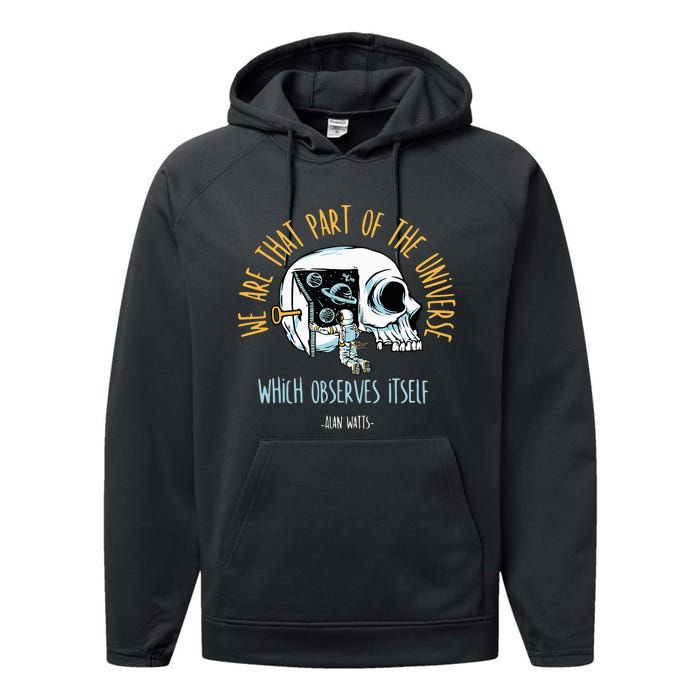 Alan Watts Quote Philosophy Spiritual Gift Universe Performance Fleece Hoodie