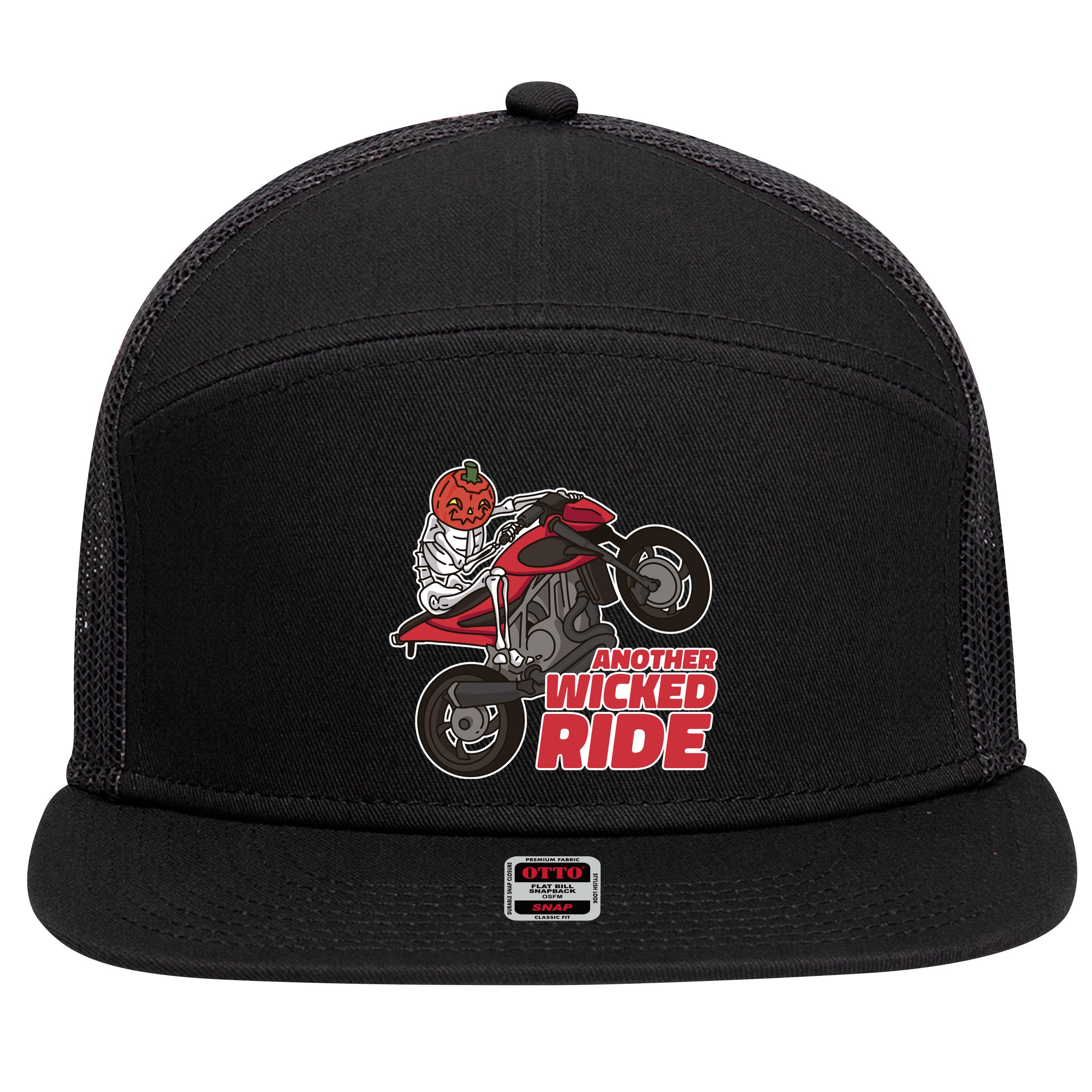 Another Wicked Ride Pumpkin 7 Panel Mesh Trucker Snapback Hat