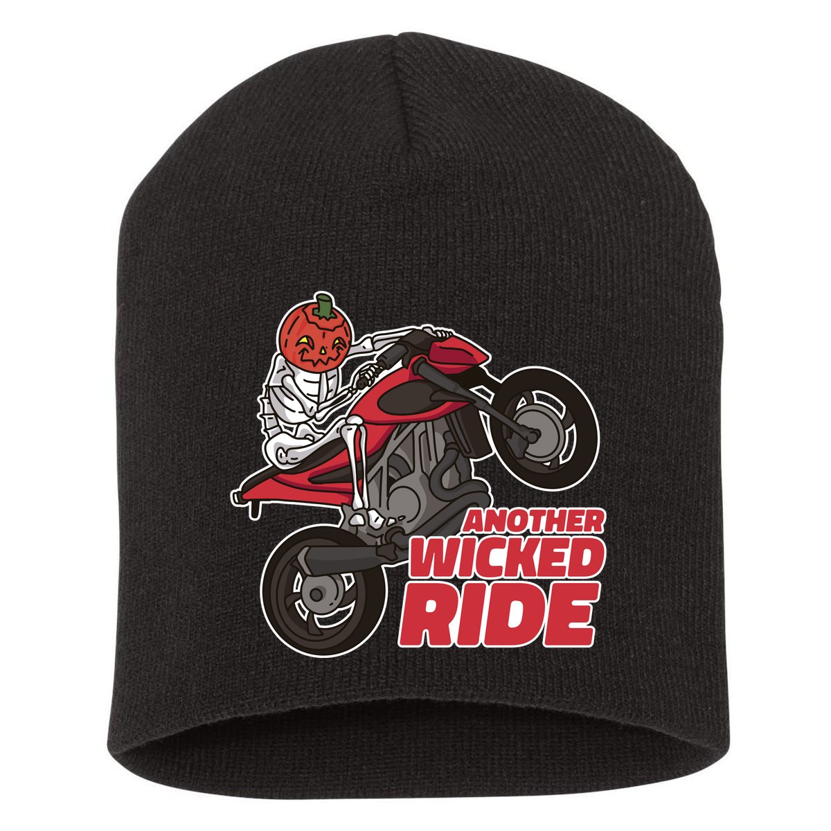 Another Wicked Ride Pumpkin Short Acrylic Beanie