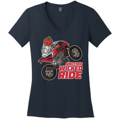 Another Wicked Ride Pumpkin Women's V-Neck T-Shirt