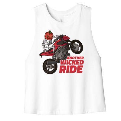 Another Wicked Ride Pumpkin Women's Racerback Cropped Tank