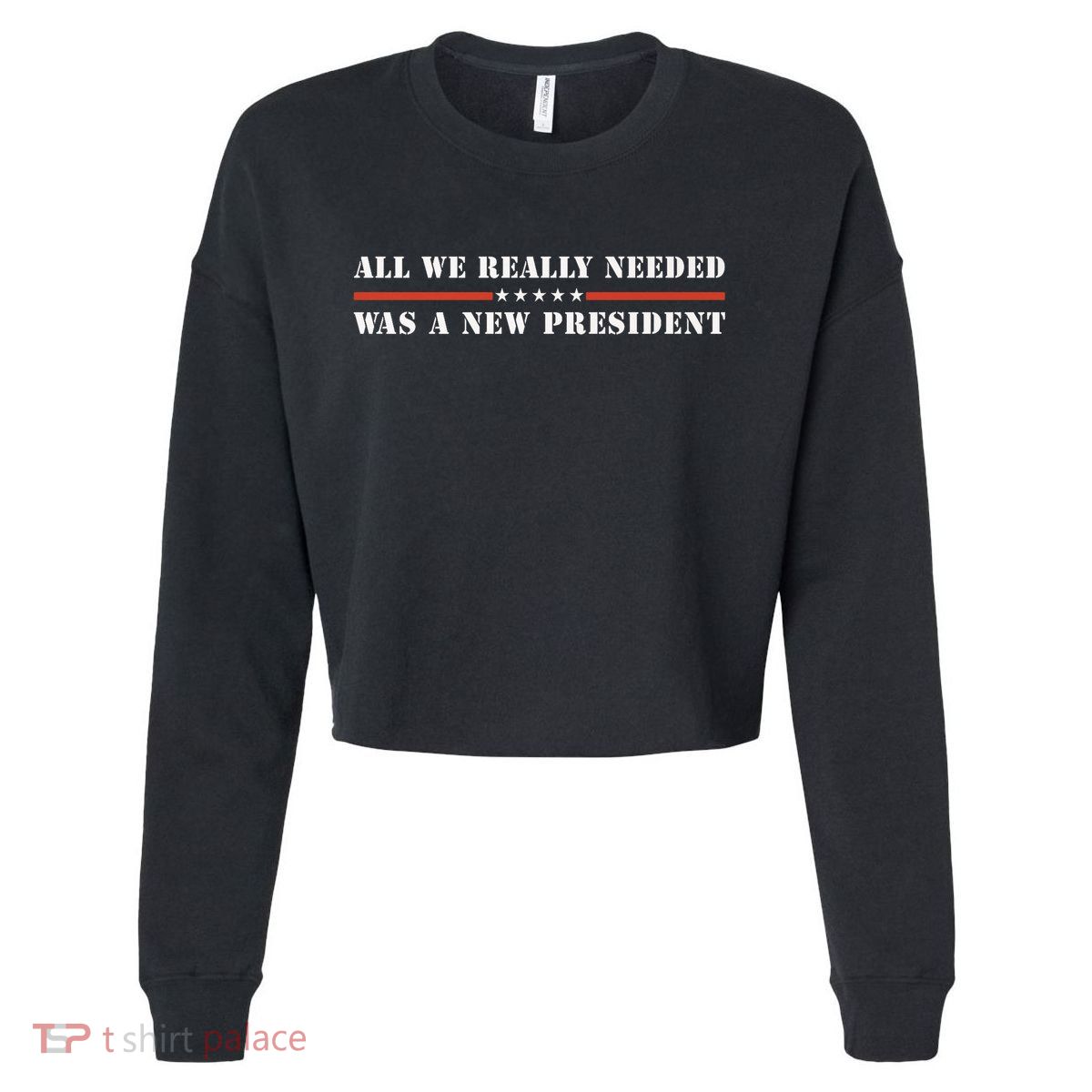 All We Really Needed Was A New President USA Cropped Pullover Crew