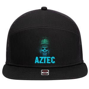 Aztec Warrior Skull Skeleton Archeology Ancient Civilization 7 Panel Mesh Trucker Snapback Hat