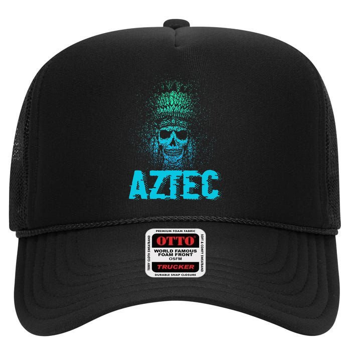 Aztec Warrior Skull Skeleton Archeology Ancient Civilization High Crown Mesh Back Trucker Hat