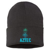 Aztec Warrior Skull Skeleton Archeology Ancient Civilization Sustainable Knit Beanie