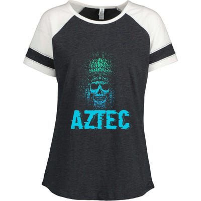 Aztec Warrior Skull Skeleton Archeology Ancient Civilization Enza Ladies Jersey Colorblock Tee