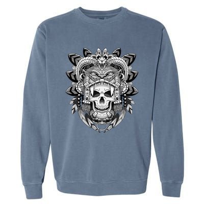 Aztec Warrior Skeleton Mexican Aztec Civilization Garment-Dyed Sweatshirt