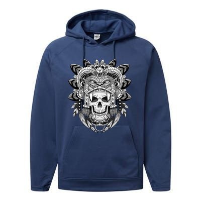 Aztec Warrior Skeleton Mexican Aztec Civilization Performance Fleece Hoodie