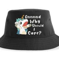 And Why Should I Care Funny Sarcastic Unicorn Sustainable Bucket Hat