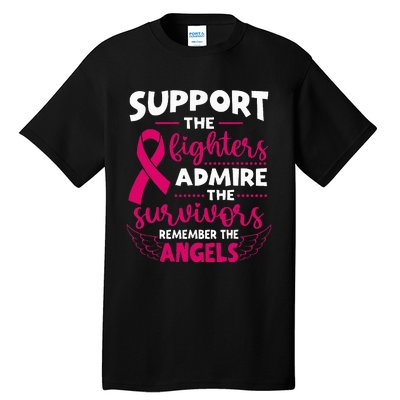 Angel Wing Support The Fighters Breast Cancer Awareness Tall T-Shirt