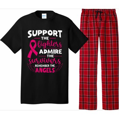 Angel Wing Support The Fighters Breast Cancer Awareness Pajama Set