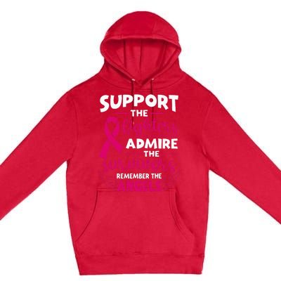 Angel Wing Support The Fighters Breast Cancer Awareness Premium Pullover Hoodie