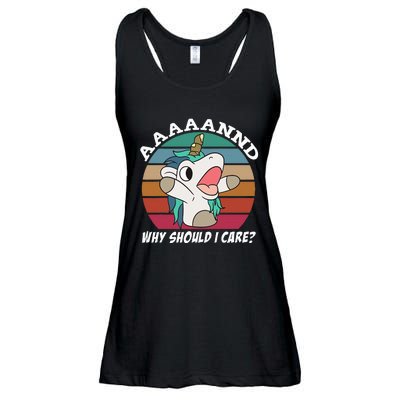 And Why Should I Care Funny Sarcastic Unicorn Ladies Essential Flowy Tank