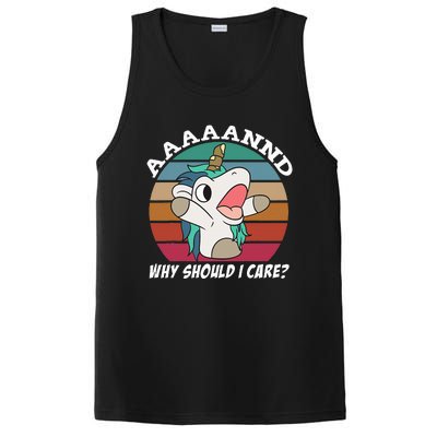 And Why Should I Care Funny Sarcastic Unicorn PosiCharge Competitor Tank