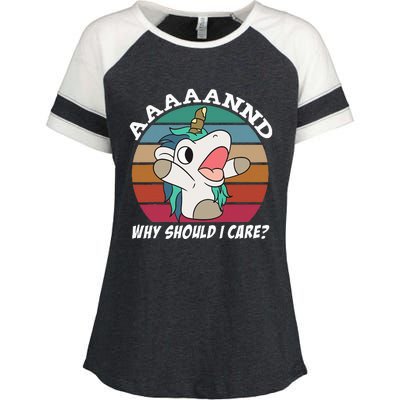 And Why Should I Care Funny Sarcastic Unicorn Enza Ladies Jersey Colorblock Tee