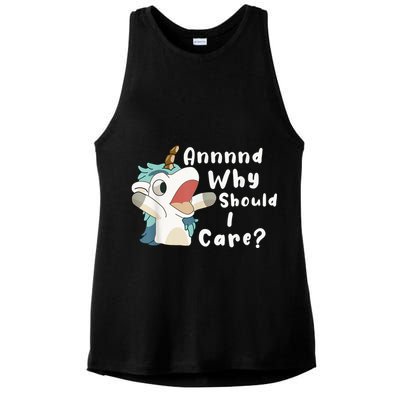 And Why Should I Care? Funny Sarcastic Unicorn Ladies PosiCharge Tri-Blend Wicking Tank