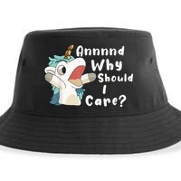 And Why Should I Care? Funny Sarcastic Unicorn Sustainable Bucket Hat