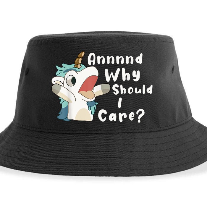And Why Should I Care? Funny Sarcastic Unicorn Sustainable Bucket Hat
