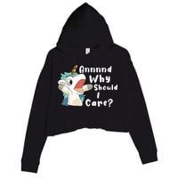 And Why Should I Care? Funny Sarcastic Unicorn Crop Fleece Hoodie