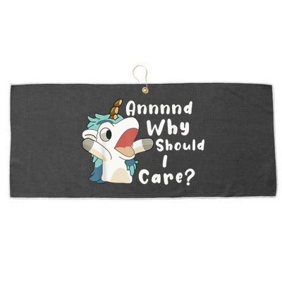 And Why Should I Care? Funny Sarcastic Unicorn Large Microfiber Waffle Golf Towel