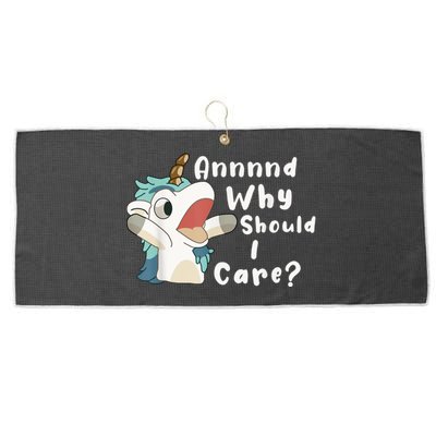 And Why Should I Care? Funny Sarcastic Unicorn Large Microfiber Waffle Golf Towel