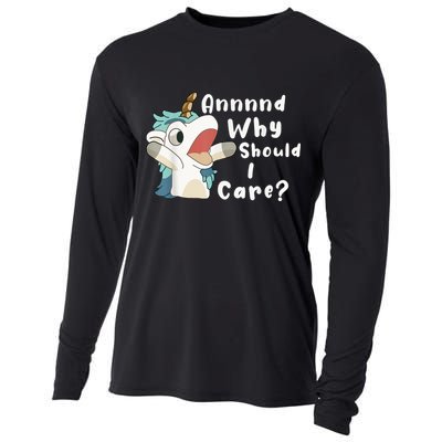 And Why Should I Care? Funny Sarcastic Unicorn Cooling Performance Long Sleeve Crew