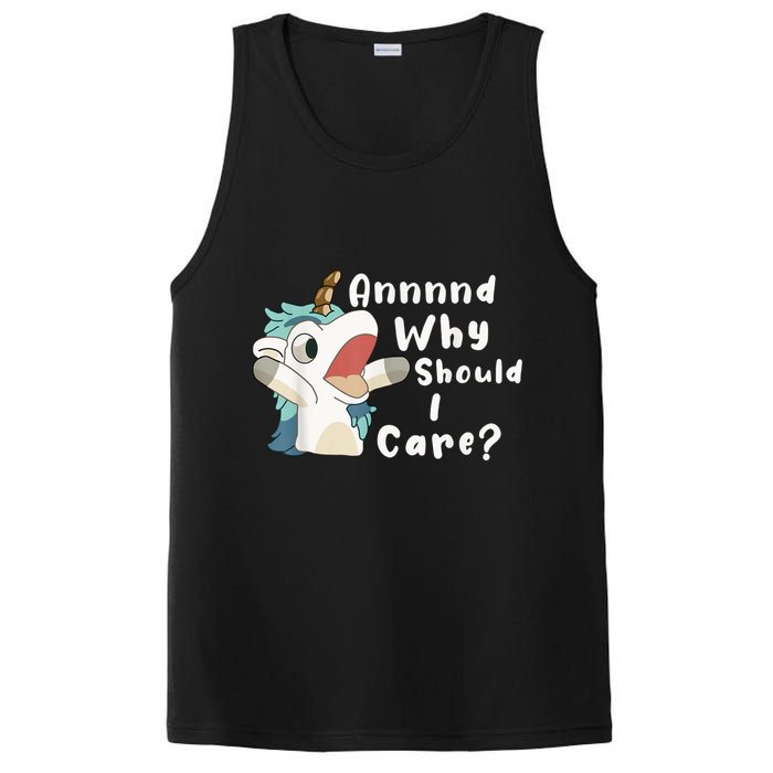 And Why Should I Care? Funny Sarcastic Unicorn PosiCharge Competitor Tank