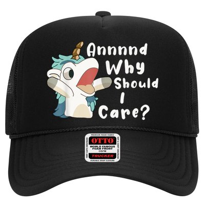 And Why Should I Care? Funny Sarcastic Unicorn Trucker Hat