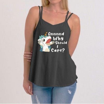 And Why Should I Care? Funny Sarcastic Unicorn Women's Strappy Tank