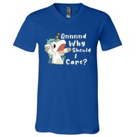 And Why Should I Care? Funny Sarcastic Unicorn V-Neck T-Shirt