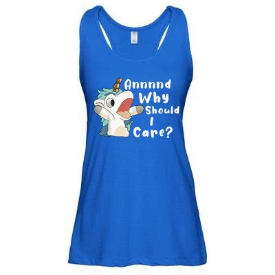 And Why Should I Care? Funny Sarcastic Unicorn Ladies Essential Flowy Tank