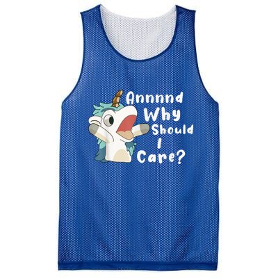 And Why Should I Care? Funny Sarcastic Unicorn Mesh Reversible Basketball Jersey Tank