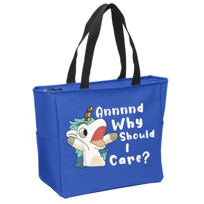And Why Should I Care? Funny Sarcastic Unicorn Zip Tote Bag
