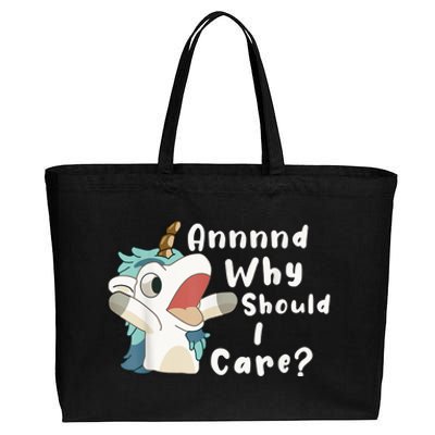 And Why Should I Care? Funny Sarcastic Unicorn Cotton Canvas Jumbo Tote