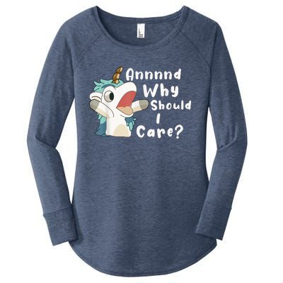 And Why Should I Care? Funny Sarcastic Unicorn Women's Perfect Tri Tunic Long Sleeve Shirt