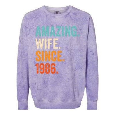 Amazing Wife Since 1986 37th Wedding Anniversary Colorblast Crewneck Sweatshirt